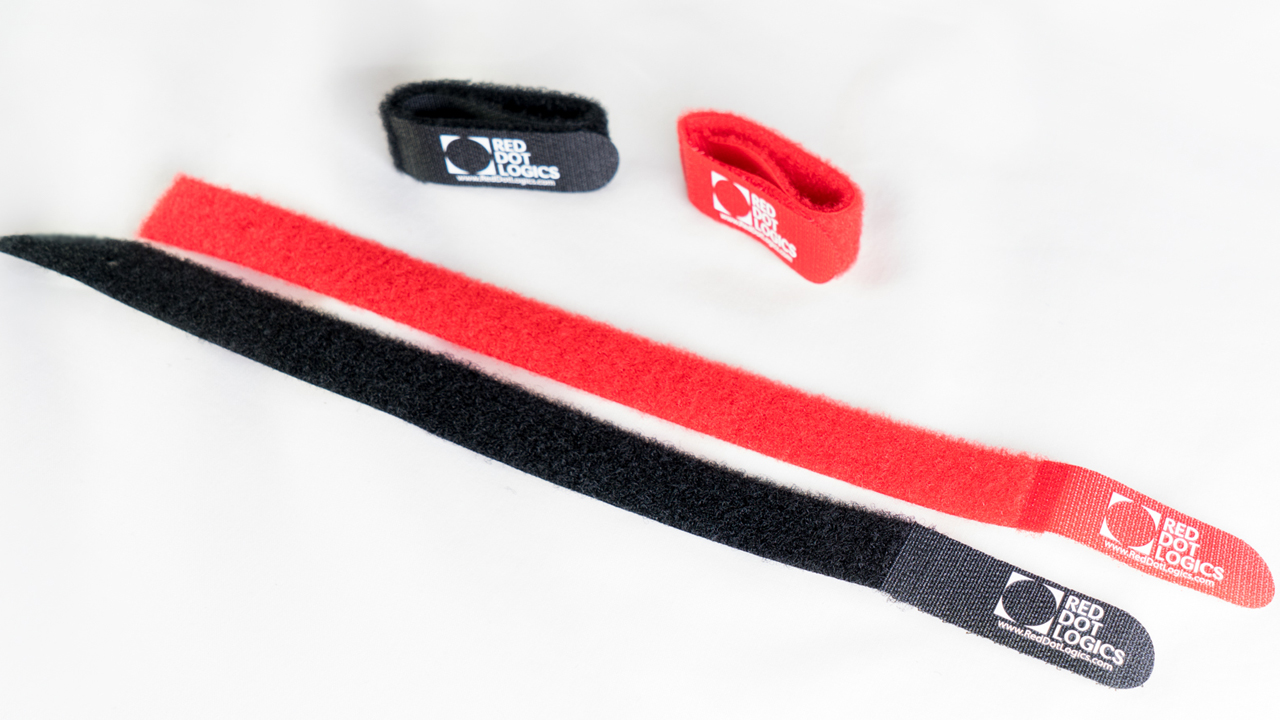 Velcro Cable strap - 1 x 6 Black & Red